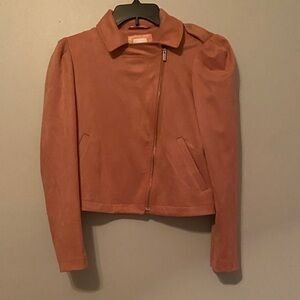 LC Lauren Conrad Faux Suede Mauve Pink Moto Jacket